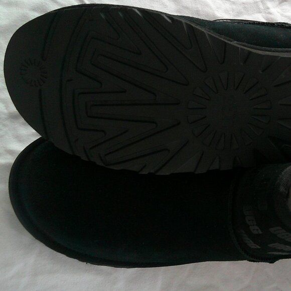 UGG Black Suede Logo Ankle Boots — Women’s 11 — Brand New - Picture 1 of 4